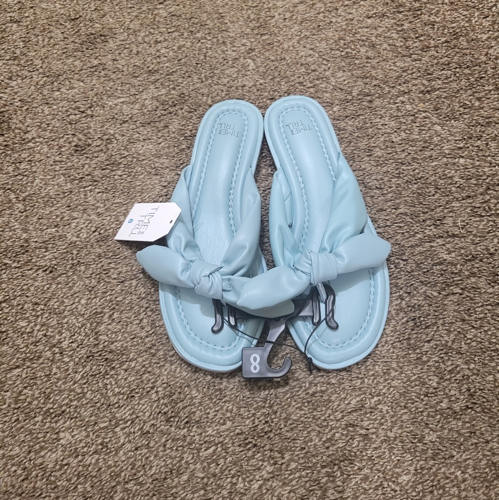 Women memory foam size 8 blue bow flip flop 😀😃🙂🙃😊